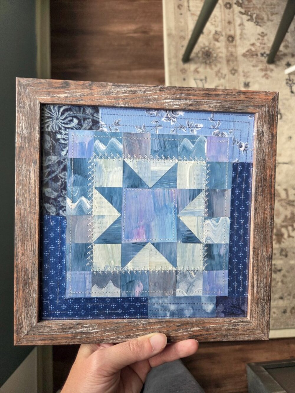 8x8" Framed Original Sawtooth Star Collage